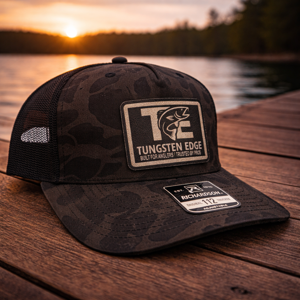 Tungsten Edge Richardson 112 Hat Leather Patch Bottomland Camo